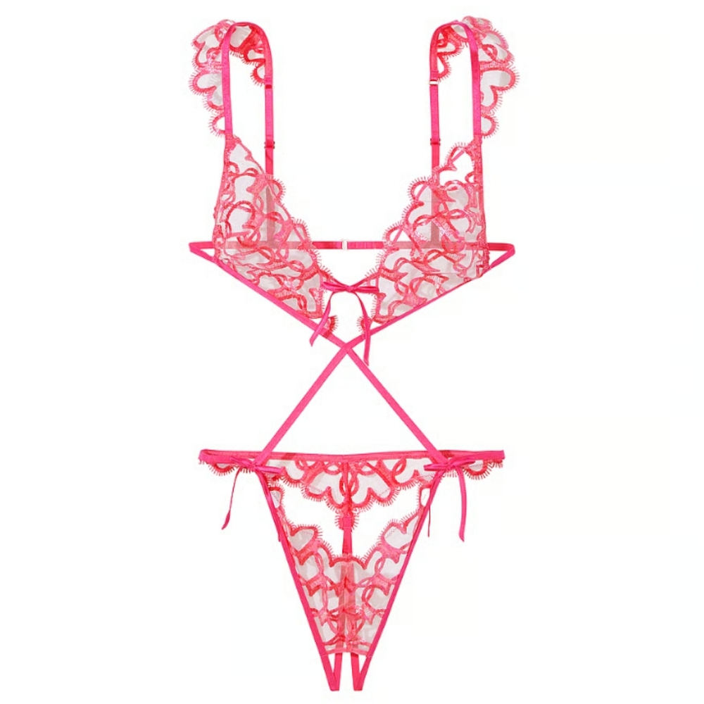 Unlined Shimmer Heart Playsuit